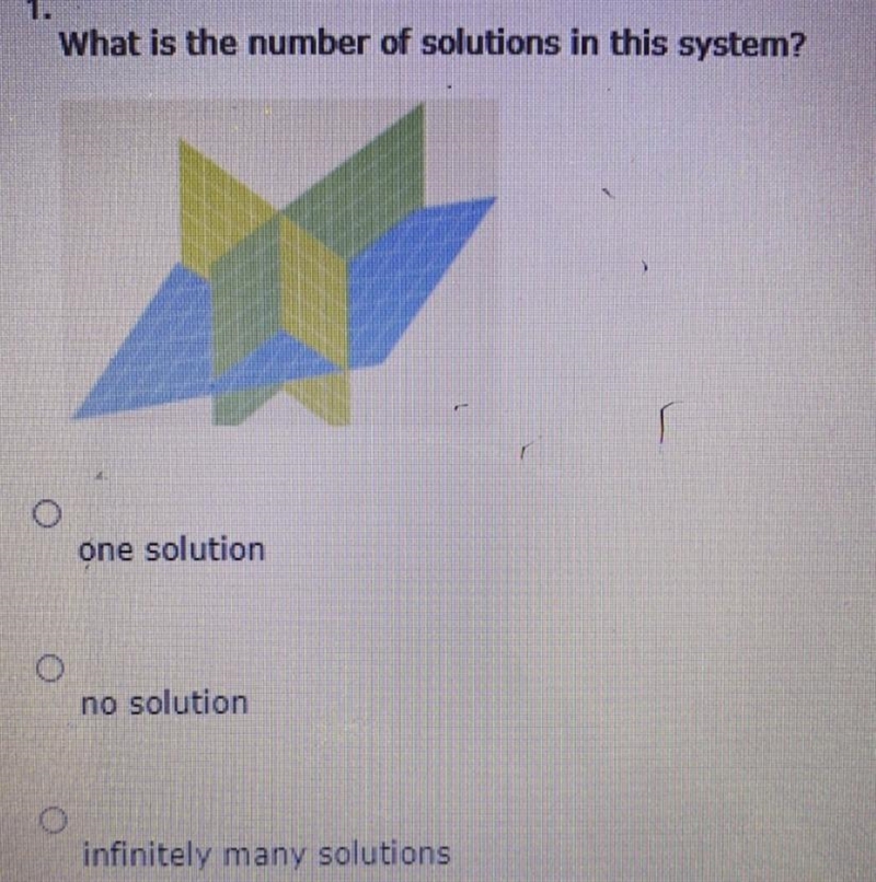 What is the number of solutions to this system? A) One solution B) No solution C) Infinitely-example-1