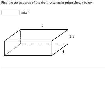 Find the surface area of the right rectangular prism shown below. units²-example-1