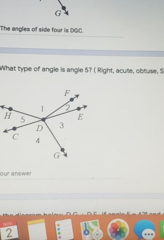 What type of angle is angle 5? ( Right, acute, obtuse, Straight)?​-example-1