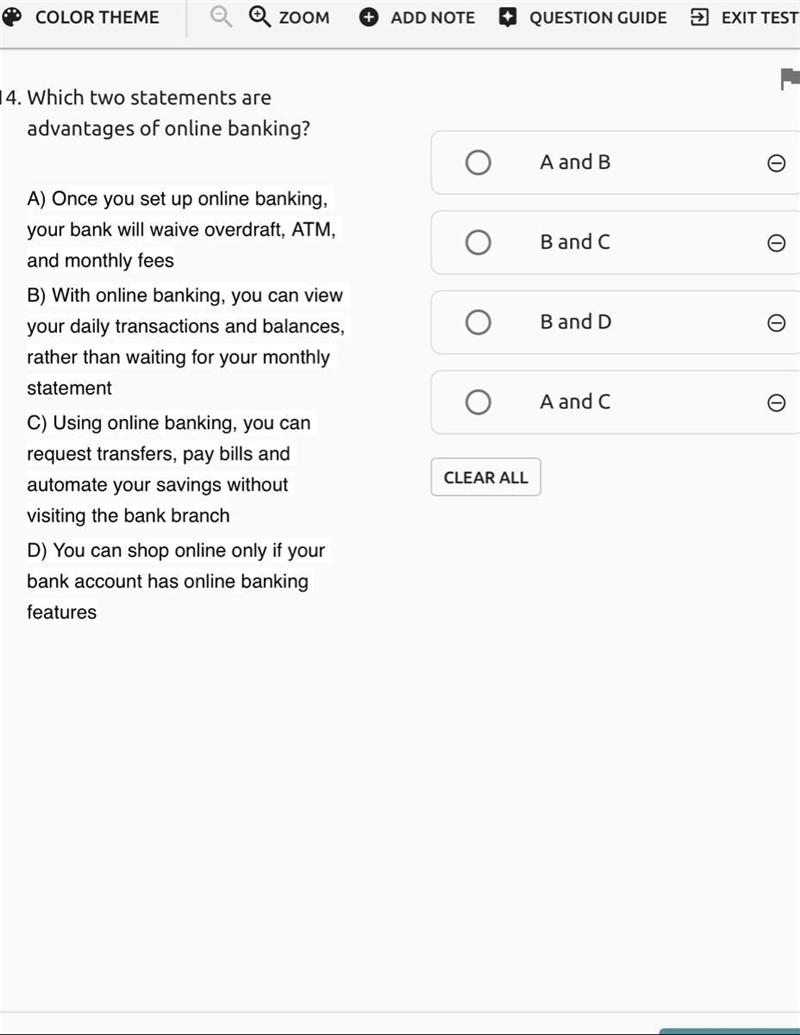 Which two statements are advantages of online banking?-example-1