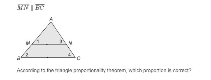 Please please help, need this done by 1:45!!!! Answer Opt. A. AM/NC=AN/MB B. MB/AM-example-1