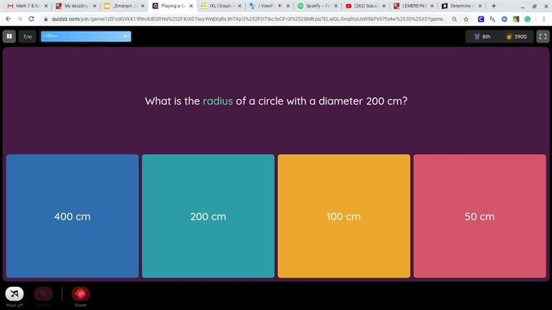 What is the radius of a circle with a diameter 200 cm?????????????????????????????-example-1