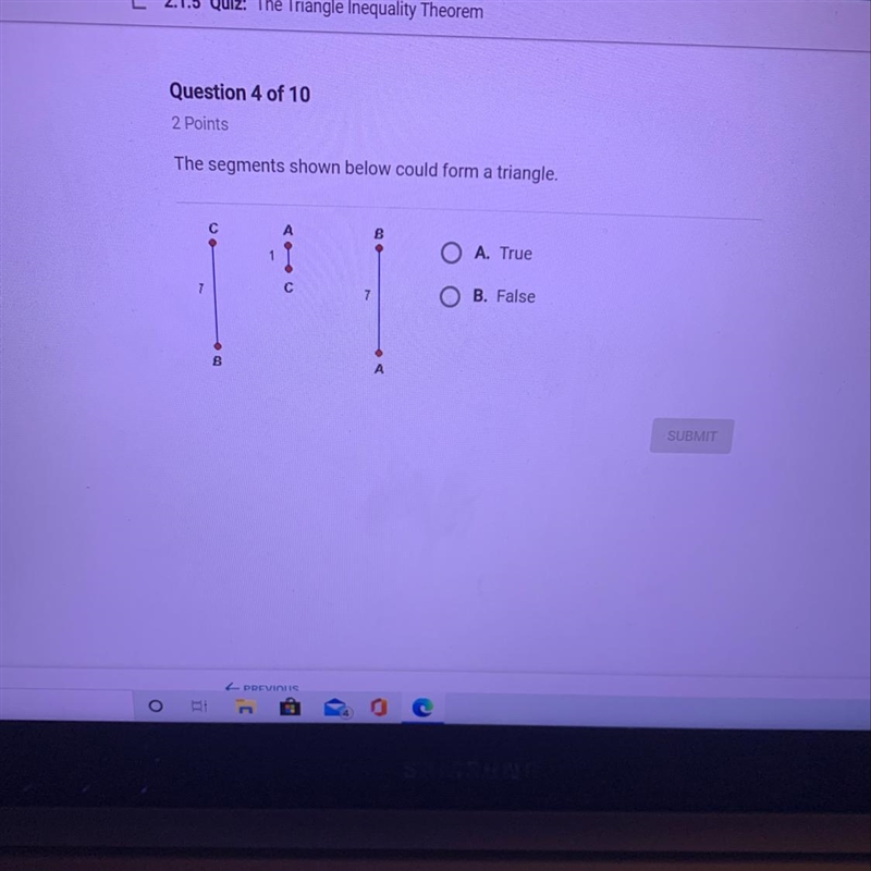 The segments shown below could form a triangle-example-1