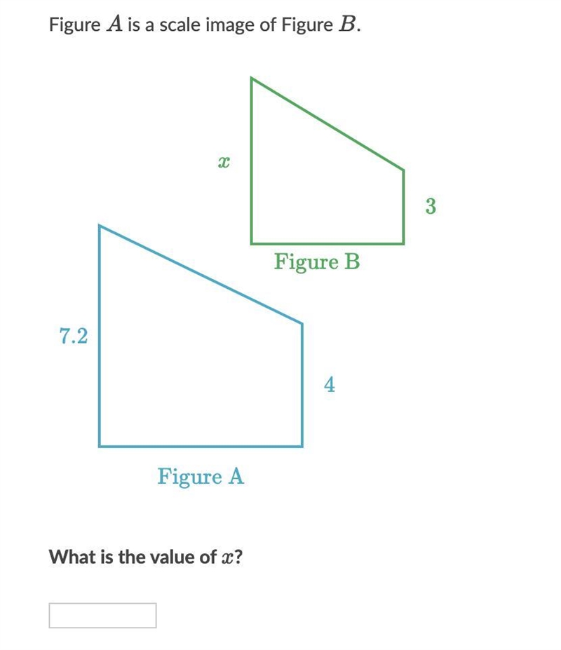 Figure A is a scale image of Figure B. What is the value of x?-example-1