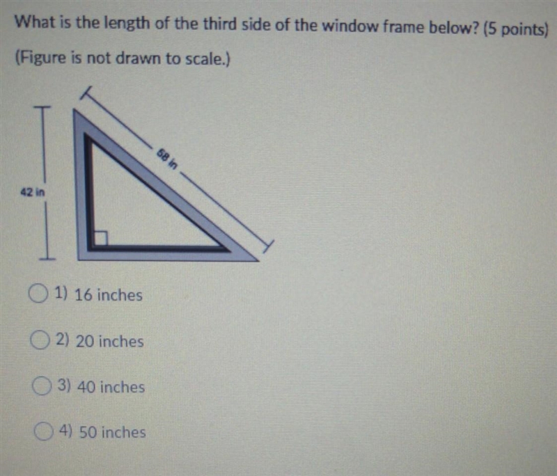 HELPPPPPP ASAP What is the length of the third side of the window frame below? (5 points-example-1