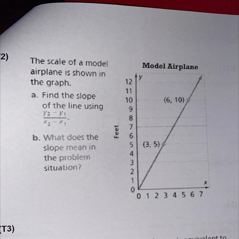 The scale of a model airplane is shown in the graph-example-1