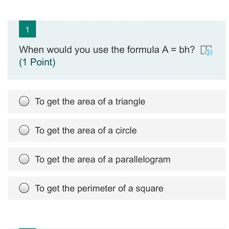 When would you use the formula A= bh?-example-1