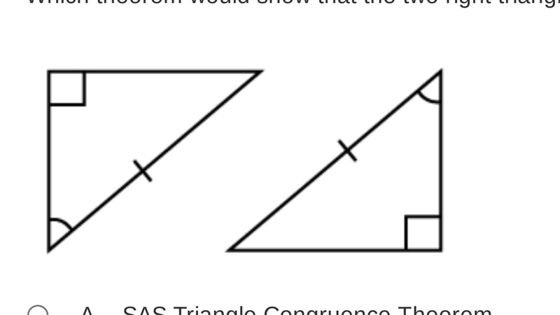 PLZZZ help!! Which theorem would show that the two right triangles are congruent? A-example-1