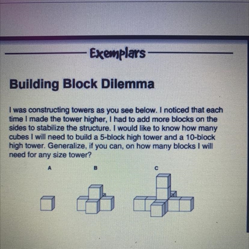 I was constructing towers as you see below. I noticed that each time I made the tower-example-1