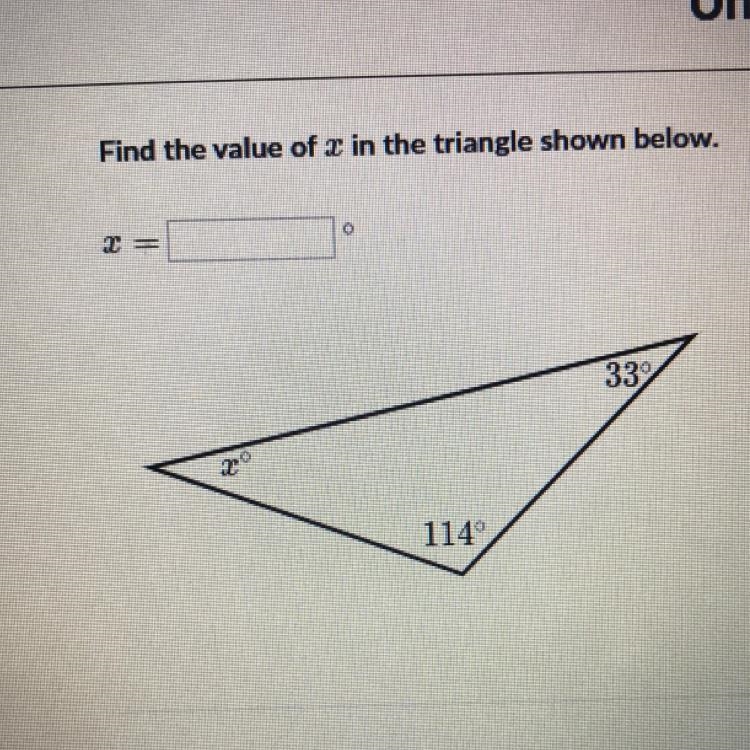 Find the value of x in the triangle in the picture.-example-1