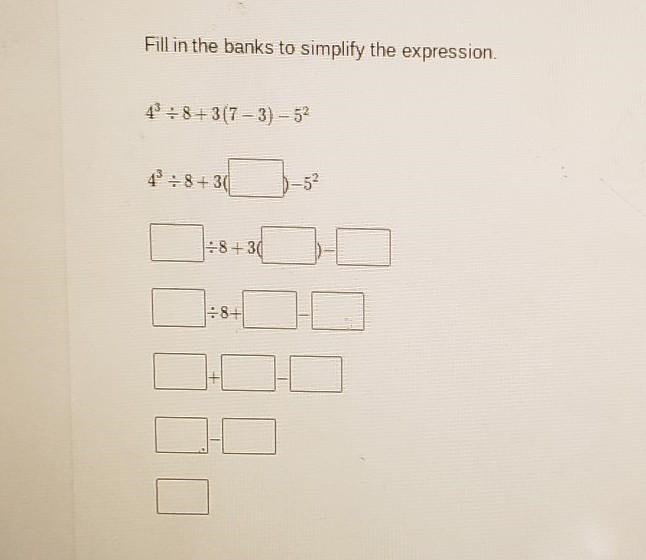 Fill in the banks to simplify the expression ​-example-1