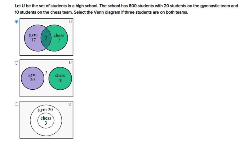 HELP!!! Let U be the set of students in a high school. The school has 800 students-example-1