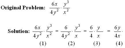 The simplification of a rational multiplication or division problem is given. Identify-example-1