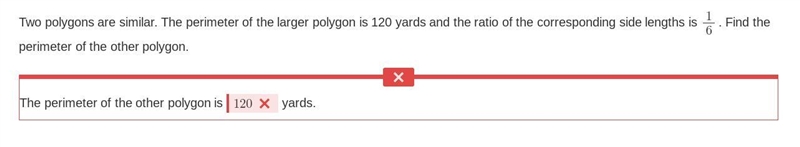 Plz help me, what Did I do wrong. Two polygons are similar. The perimeter of the larger-example-1