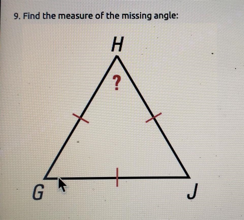 Help please !! it's asking "find the measure of the missing angle" yet there-example-1