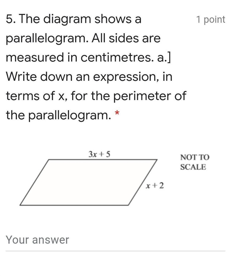 The diagram shows a parallelogram. All sides are measured in centimetres. a.] Write-example-1