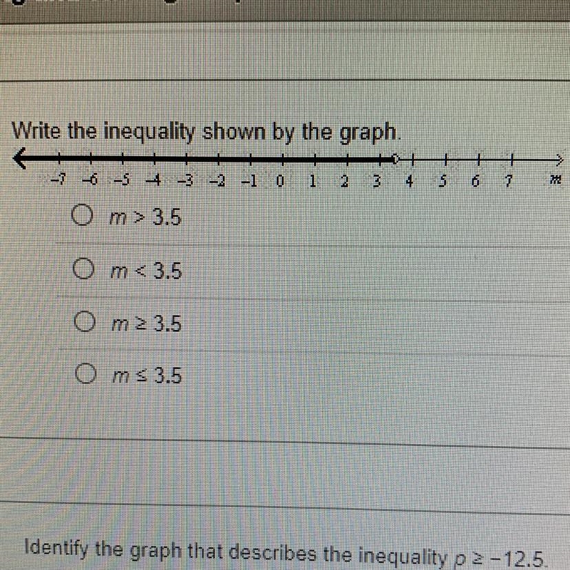 Write the inequality shown by the graph.-example-1