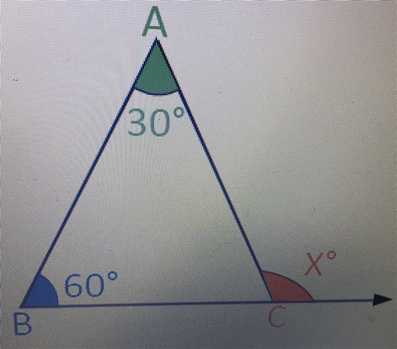 NEED THE ANSWER ASAP!! Find the measure of exterior angle X-example-1