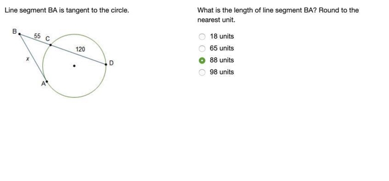 Line segment BA is tangent to the circle. A circle is shown. Secant D B and tangent-example-1