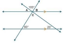 According to the figure below, complete the following in degrees. The value of C is-example-1