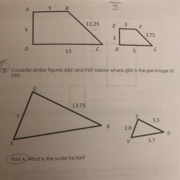 Consider similar figures QRS and TUV below where QRS is the pre-image of TUV What-example-1