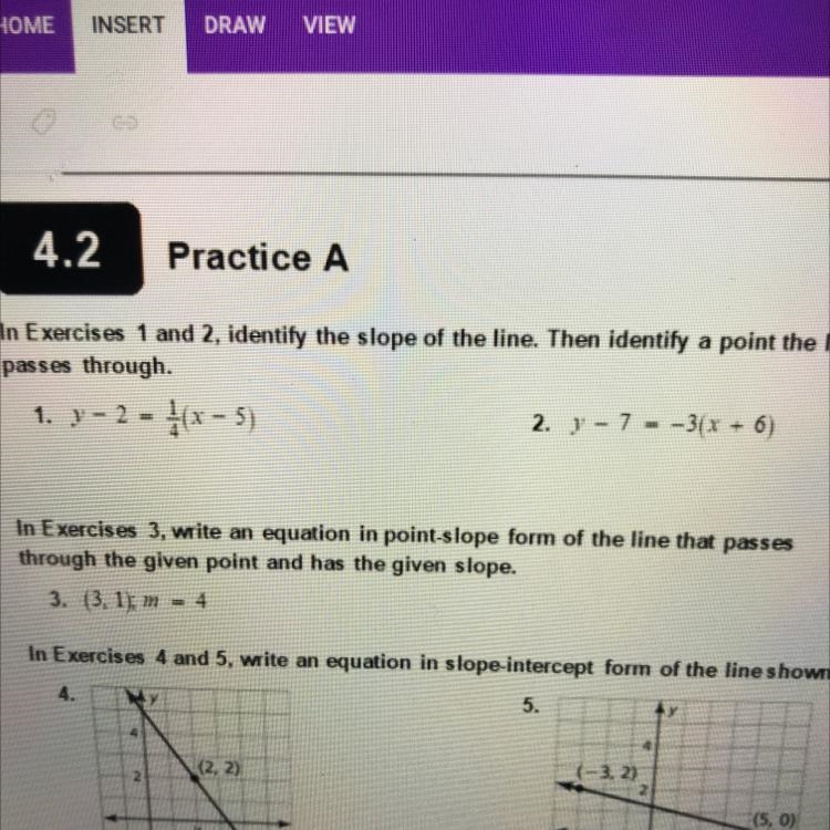 PLEASE HELP In Exercises 1 and 2, identify the slope of the line. Then identify a-example-1