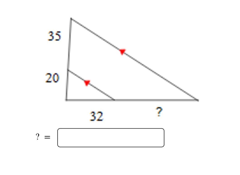 The triangles are similar. Solve for the missing segment.-example-1