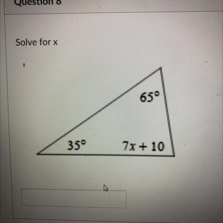 Solve for x 650 35° 7x + 10-example-1