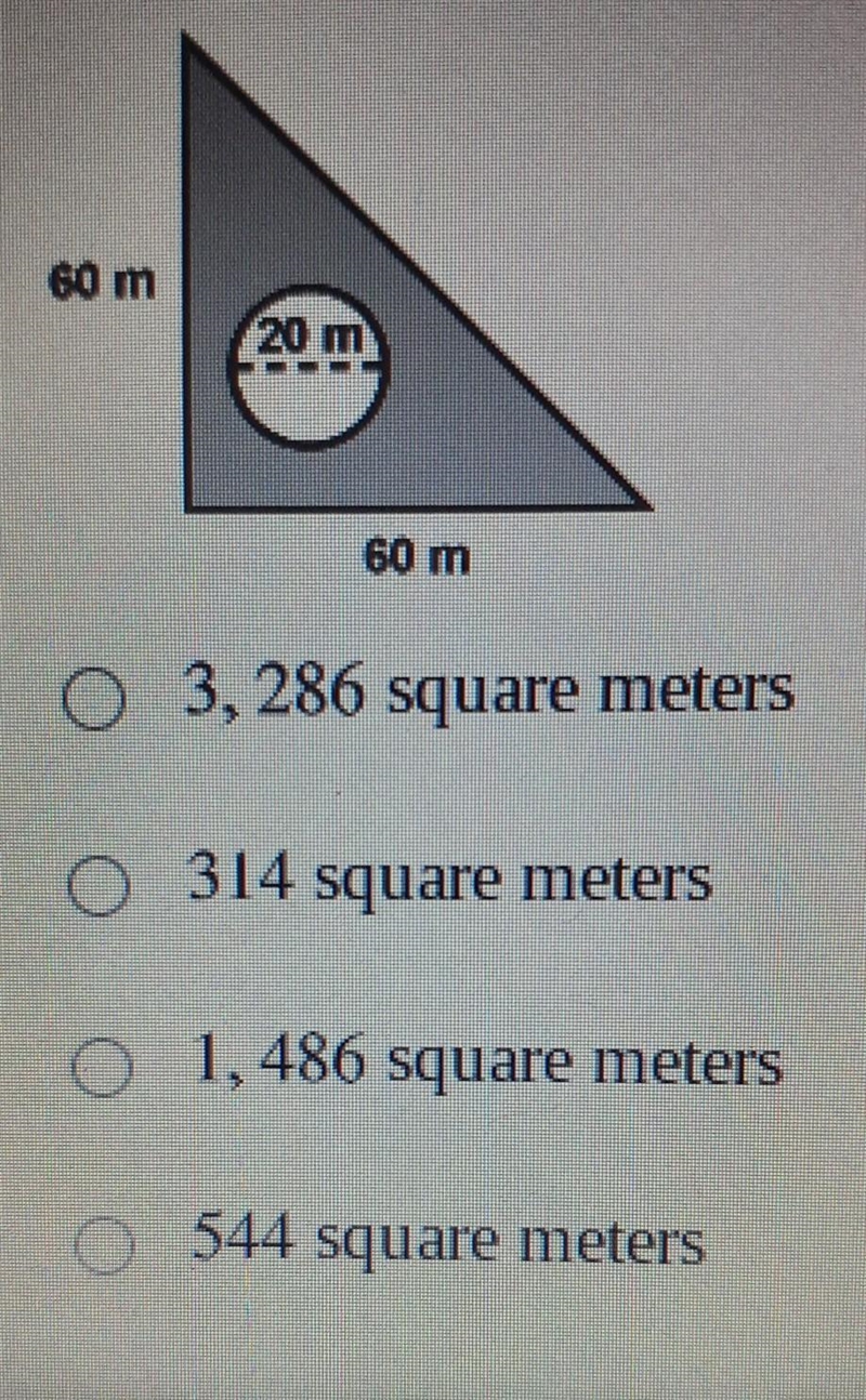 Find the approximate area of the shade region below, consisting of a right triangle-example-1