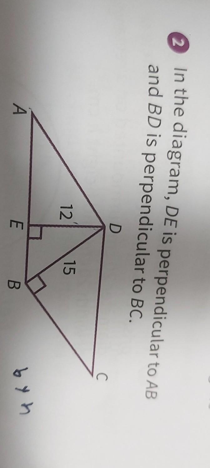 Given that the area of the parallelogram is 300 cm", DE = 12 cm and BD = 15 cm-example-1