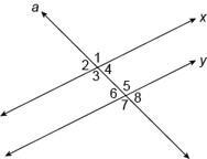 Given line x is parallel to line y and m∠2 = 23°. What is m∠7? 23° 67° 157°-example-1