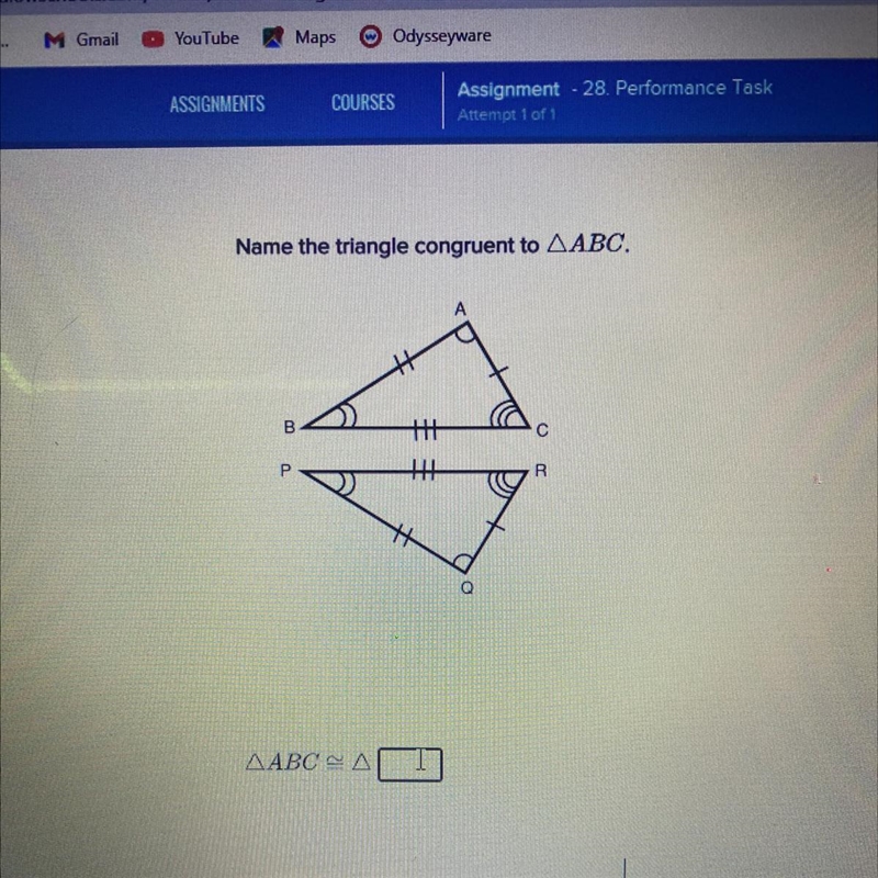 Name the triangle congruent to triangle ABC.-example-1