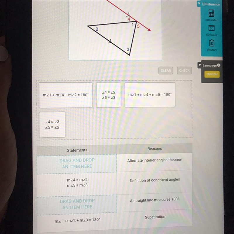 Helps is needed Malita wants to prove that the interior angles of any triangle sum-example-1