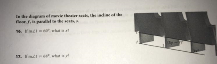 In the diagram of movie theater seats, the incline of the floor, f, is parallel to-example-1