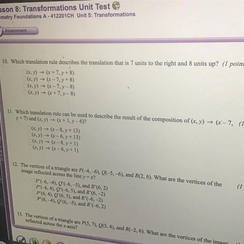 Easy 30 points!!!!! Which translation rule describes the translation that is 7 units-example-1