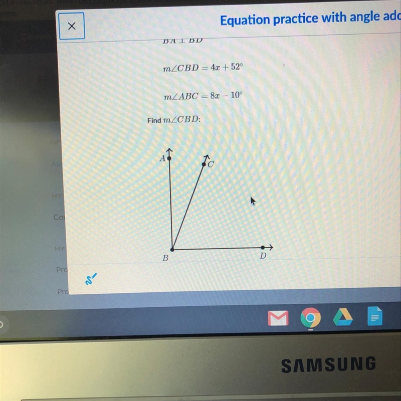 Need help asap its “equation practice with angle addition”-example-1