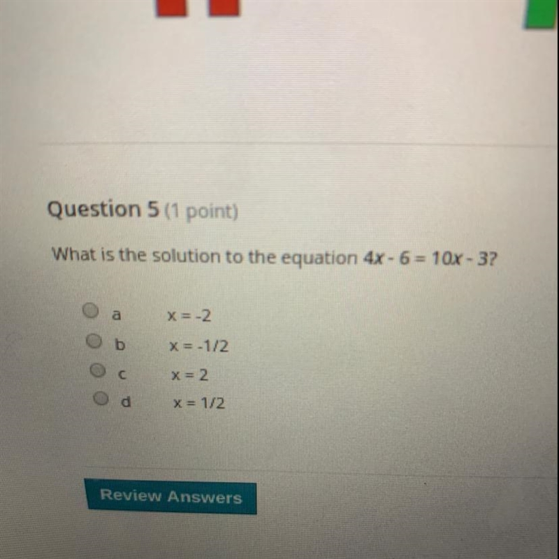 What is the solution to the equation 4x-6=10x-3-example-1