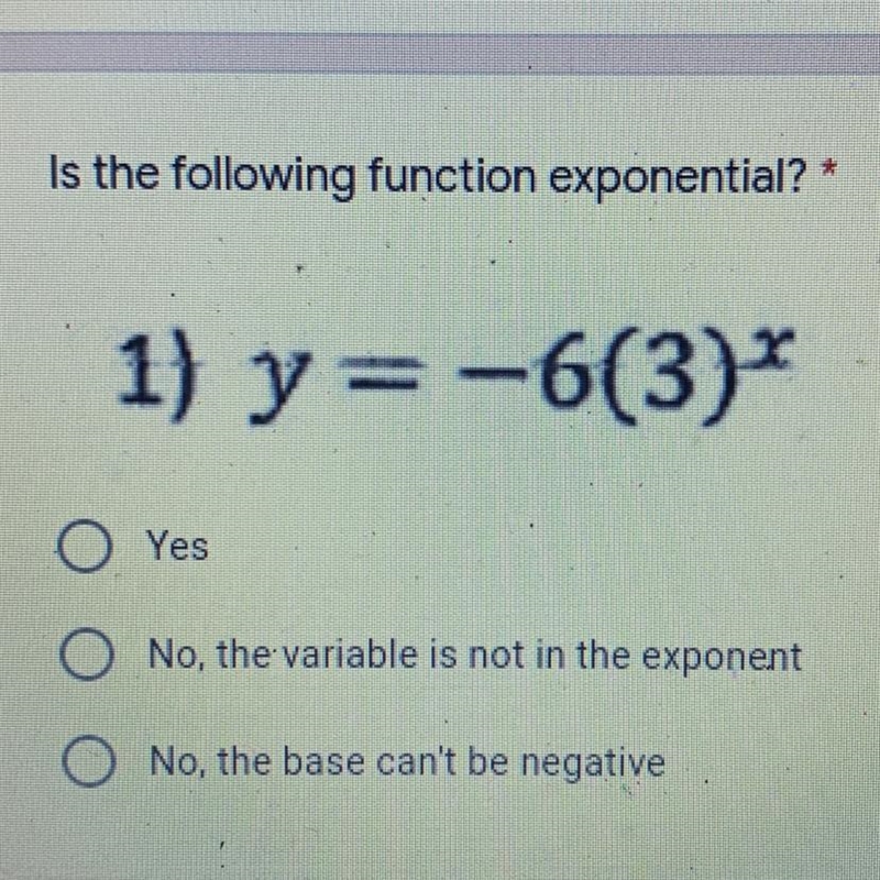 Is the following function exponential?-example-1