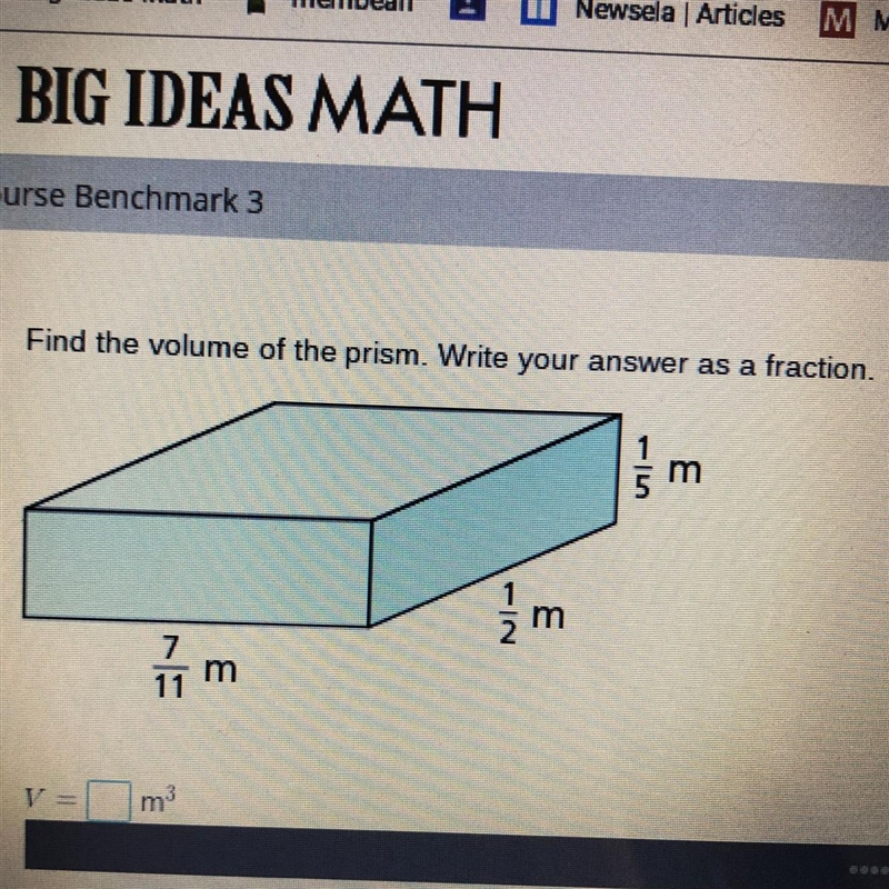 Find the volume of the prism. write your answer as a fraction. please help :)-example-1