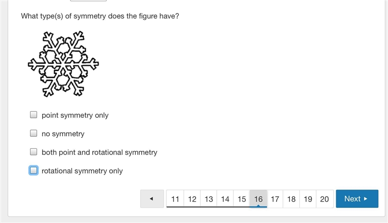 What type(s) of symmetry does the figure have?-example-1