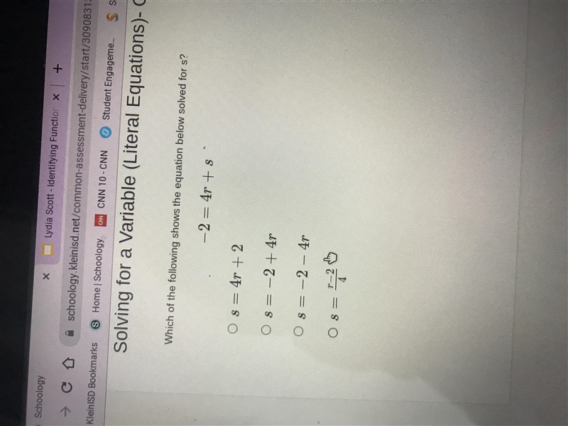 Solve for s if -2=4r+2-example-1