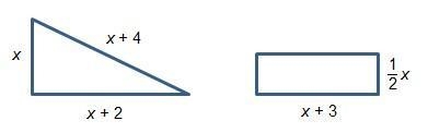 If the perimeters of each shape are equal, which equation can be used to find the-example-1