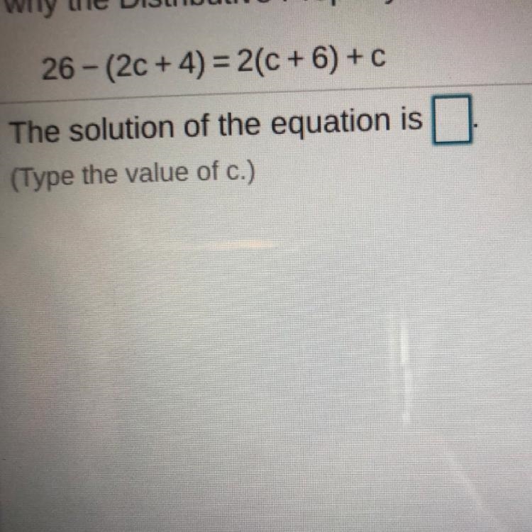 26 - (2c + 4) = 2(C+6) +C what is c-example-1