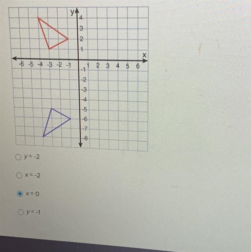 Which equation represents the line of reflection for this graph? 3 12 2 3 4 5 6 -2 3 -5 A-example-1