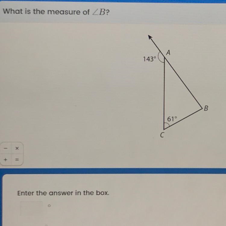 What is the measure of angle B? Someone please help ASAP!!-example-1