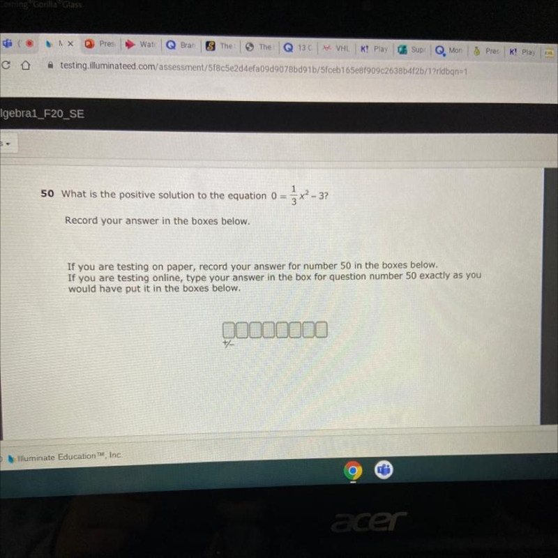 Tools - 50 What is the positive solution to the equation 0 = 3x2 - 3? Record your-example-1