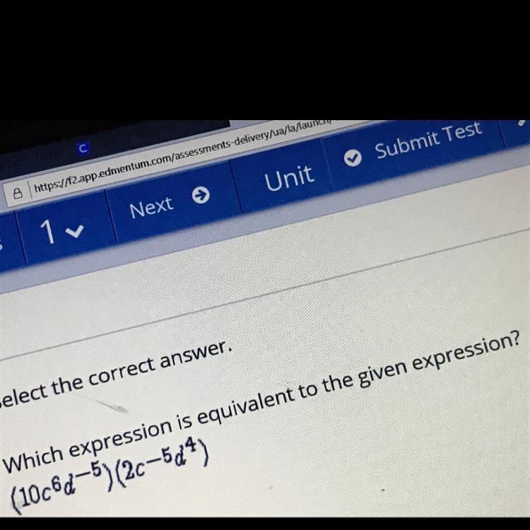 Which expression is equivalent to the given expression?-example-1