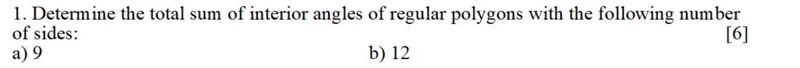 Total sum of interior angles of a rectangular polygon with the sides a9 b12-example-1