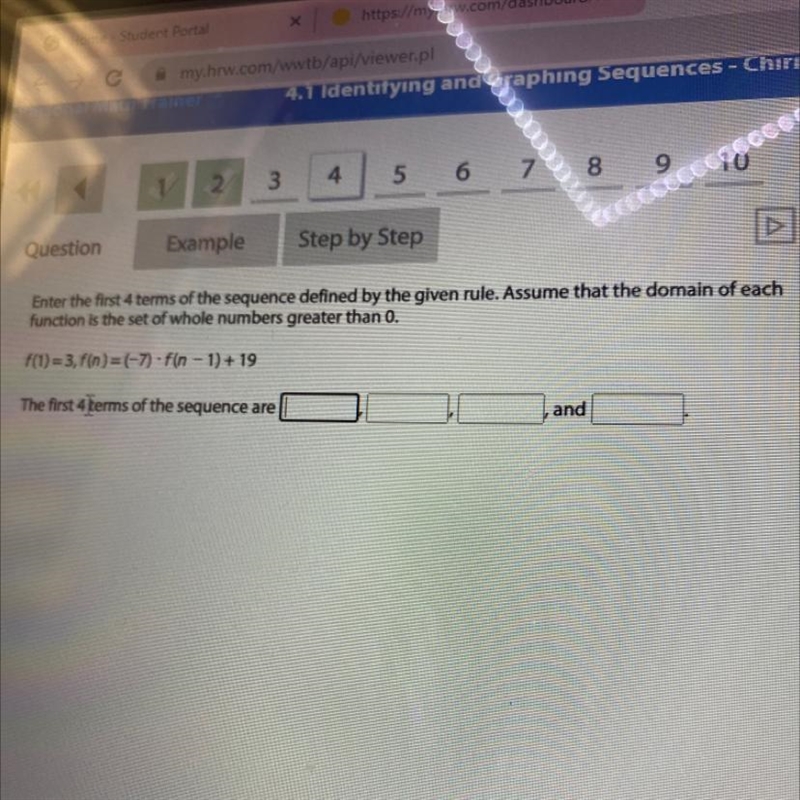 Enter the first 4 terms of the sequence defined by the given rule. Assume that the-example-1