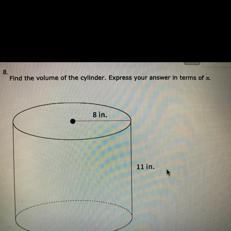 Find the volume of the cylinder express your answers in terms of pi-example-1